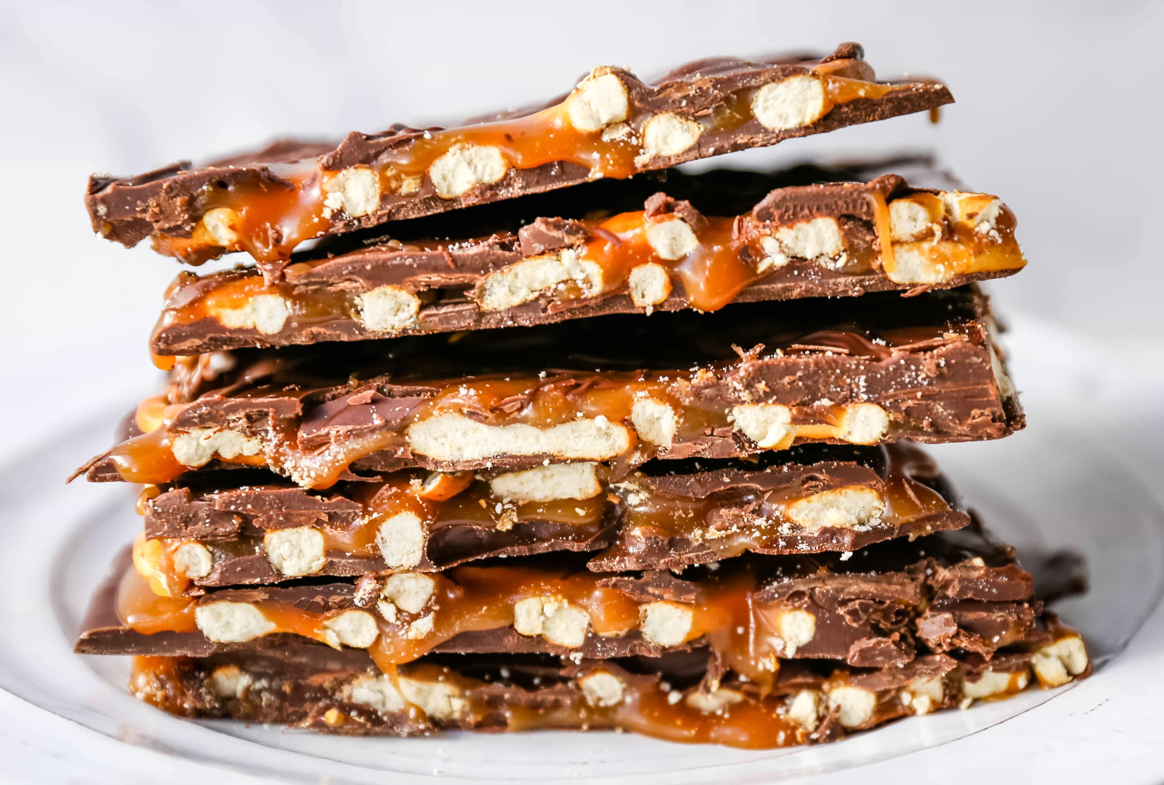 Toffee Bark with Salted Chocolate Pretzels